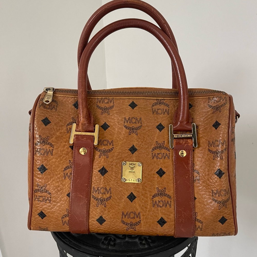 MCM Vintage Small Boston Bag with Crossbody Strap *Authentic* Good Condition